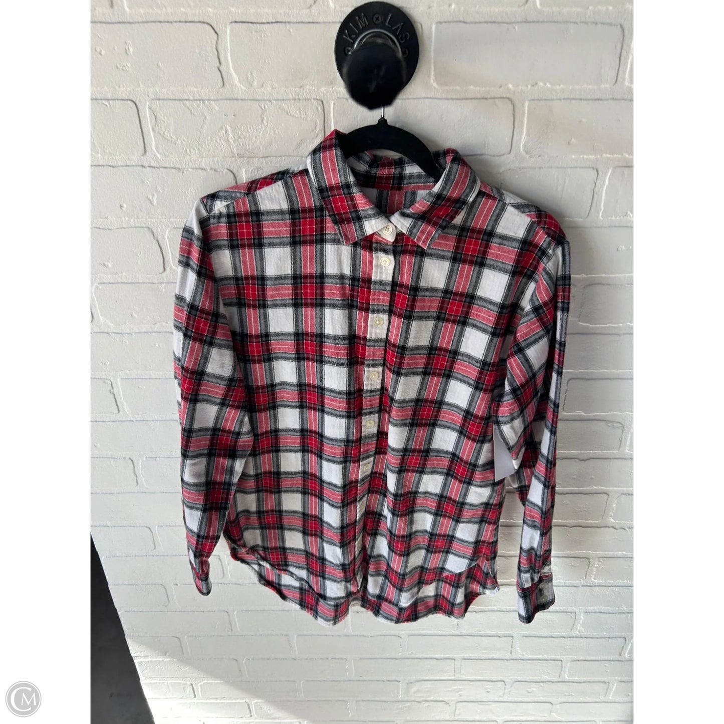 Top Long Sleeve By Loft In Red & White, Size: S