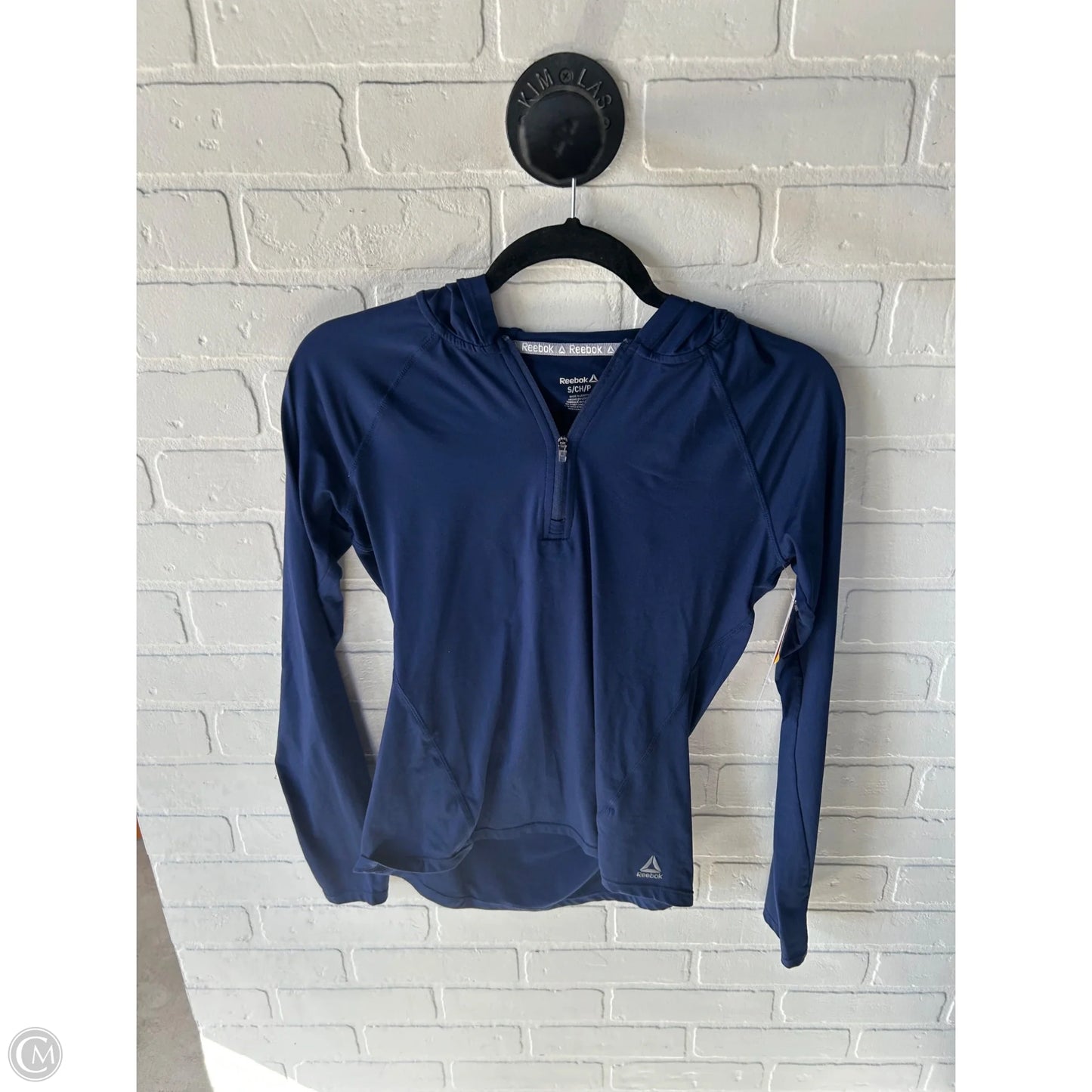 Athletic Top Long Sleeve Hoodie By Reebok In Blue, Size: S