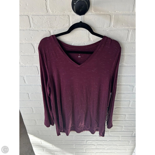 Top Long Sleeve Basic By Dip In Maroon, Size: L