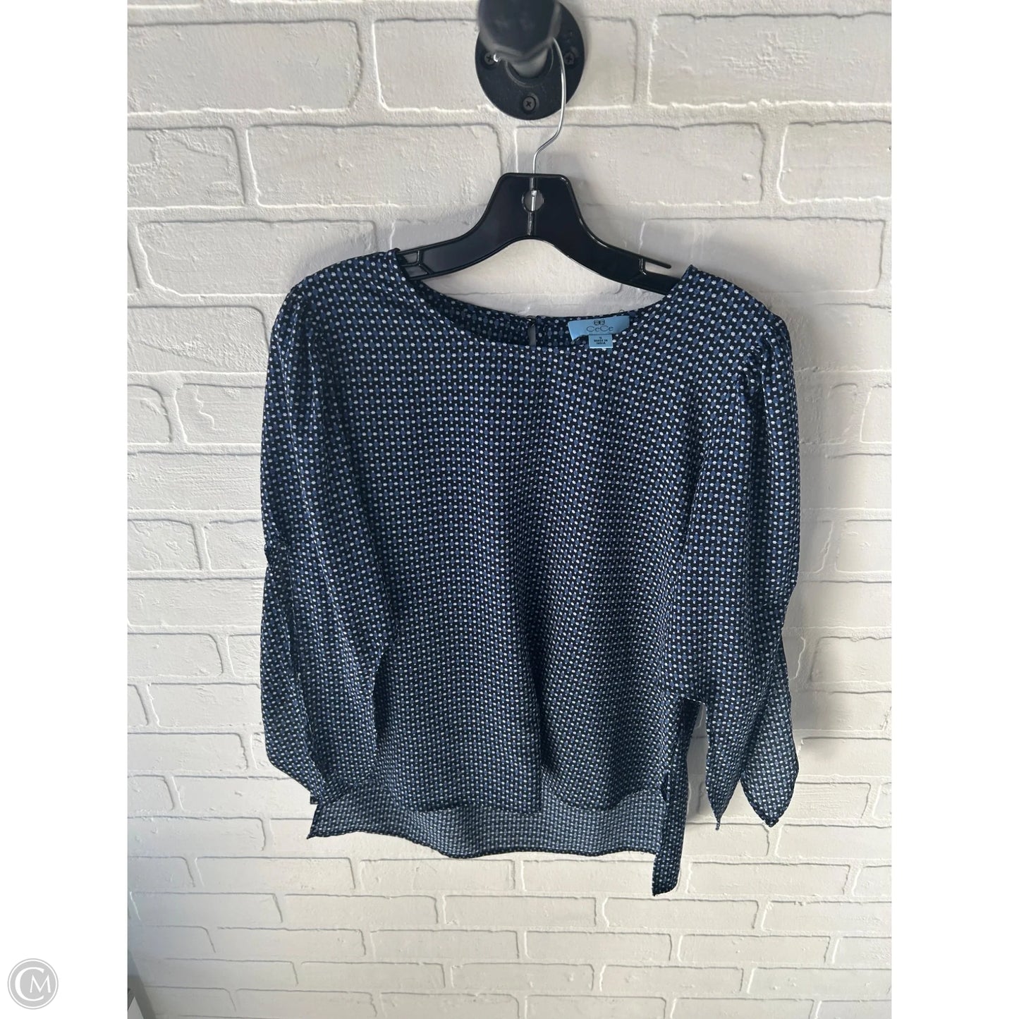 Top 3/4 Sleeve By Cece In Blue, Size: S