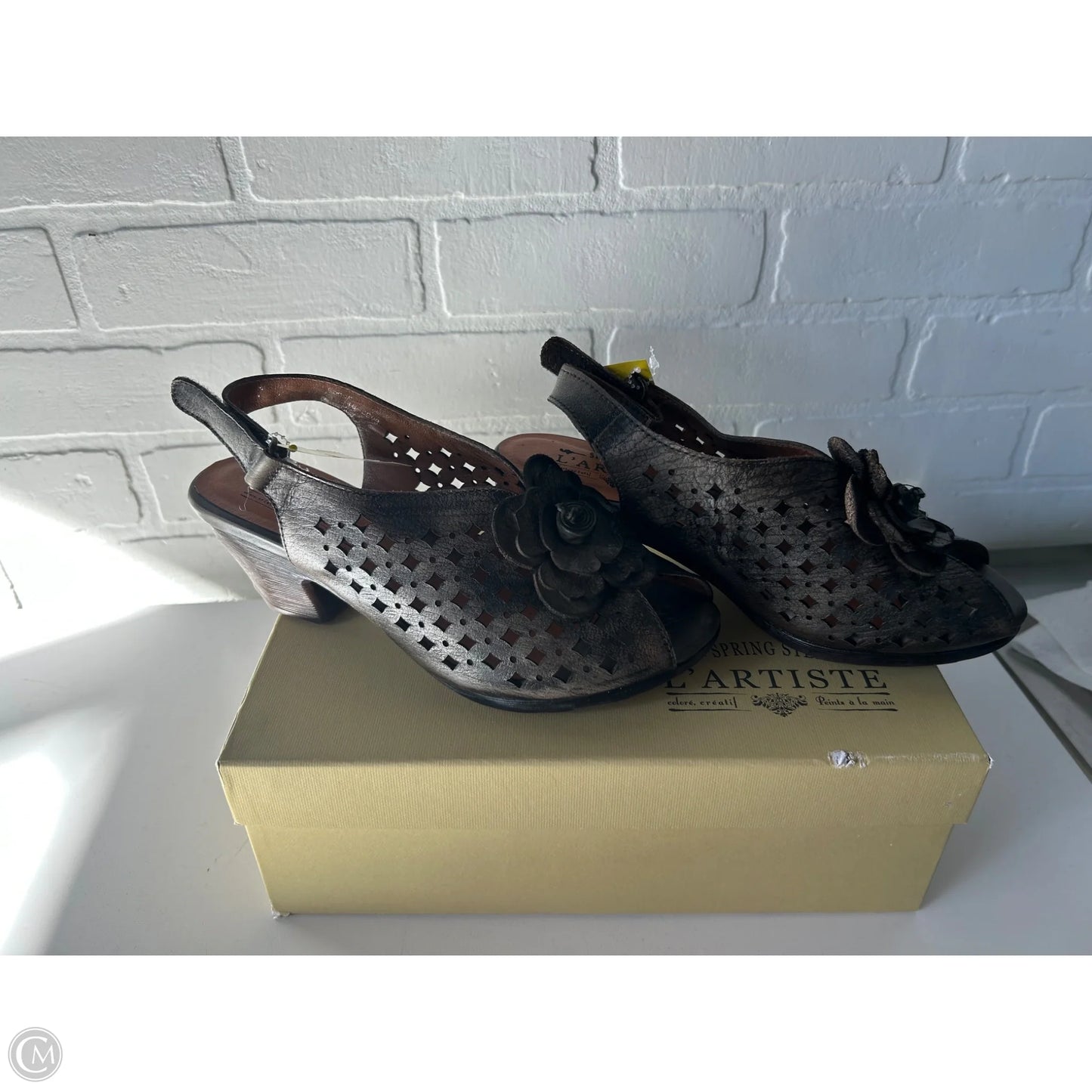 Sandals Heels Block By Spring Step In Bronze, Size: 6.5