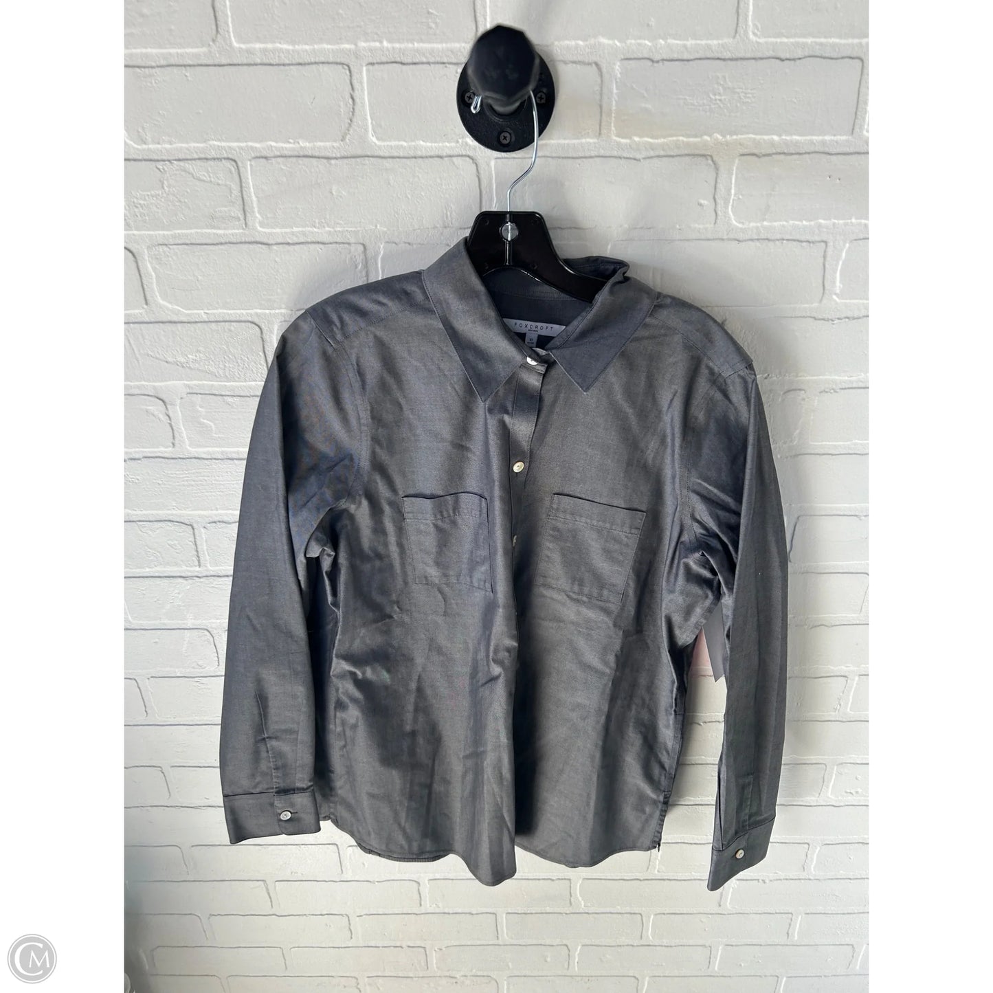 Top Long Sleeve By Foxcroft In Grey, Size: M