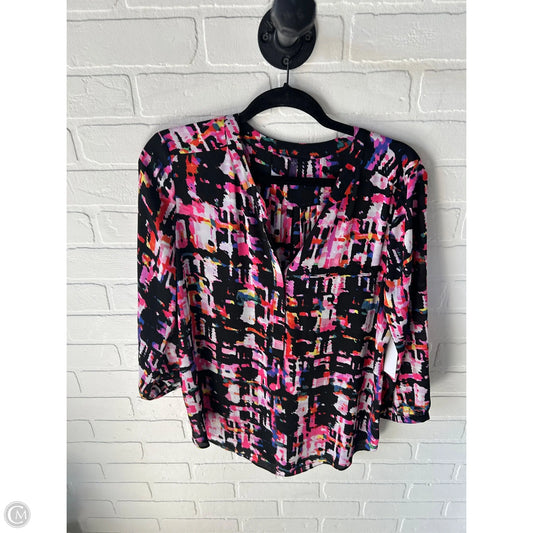 Top 3/4 Sleeve By Not Your Daughters Jeans In Black & Pink, Size: S