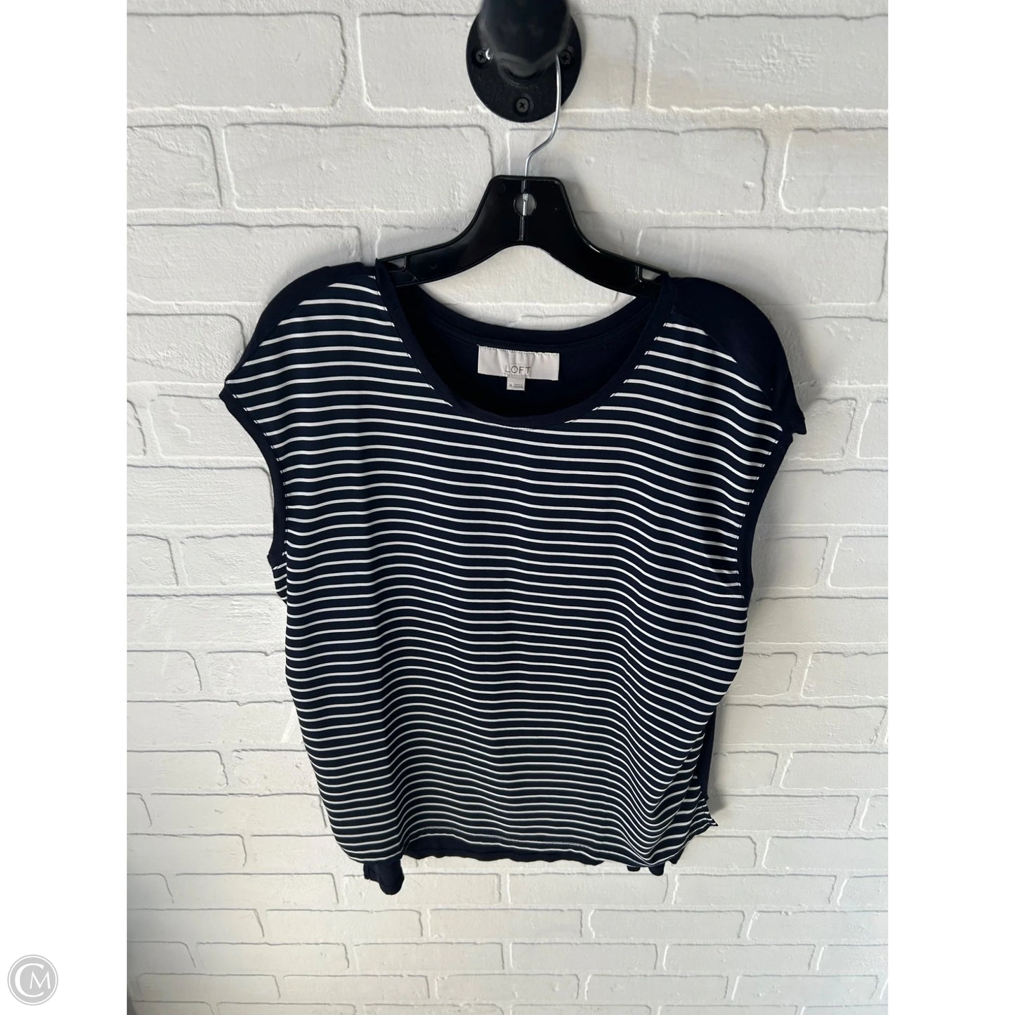 Top Short Sleeve By Loft In Blue & White, Size: M