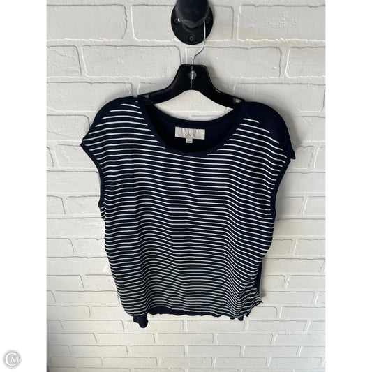 Top Short Sleeve By Loft In Blue & White, Size: M