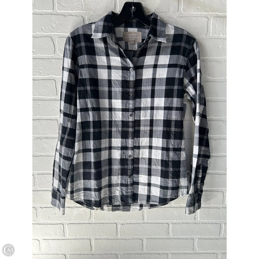 Top Long Sleeve By Banana Republic In Black & White, Size: Xs