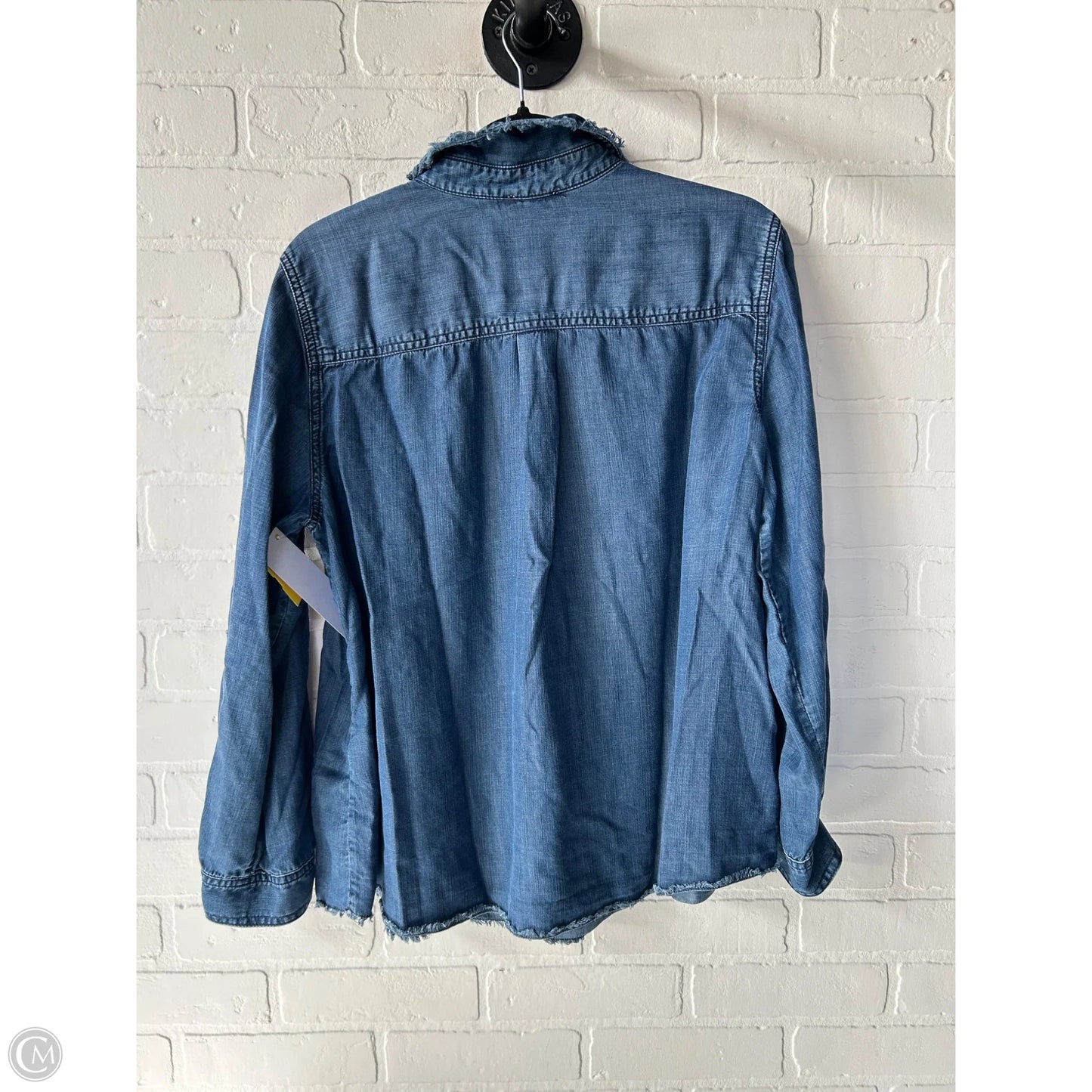 Top Long Sleeve By Chicos In Blue Denim, Size: Xl