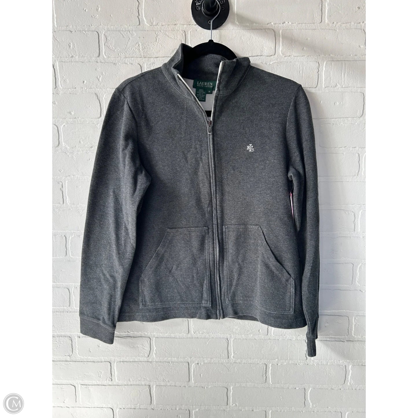 Sweatshirt Collar By Lauren By Ralph Lauren In Grey, Size: M