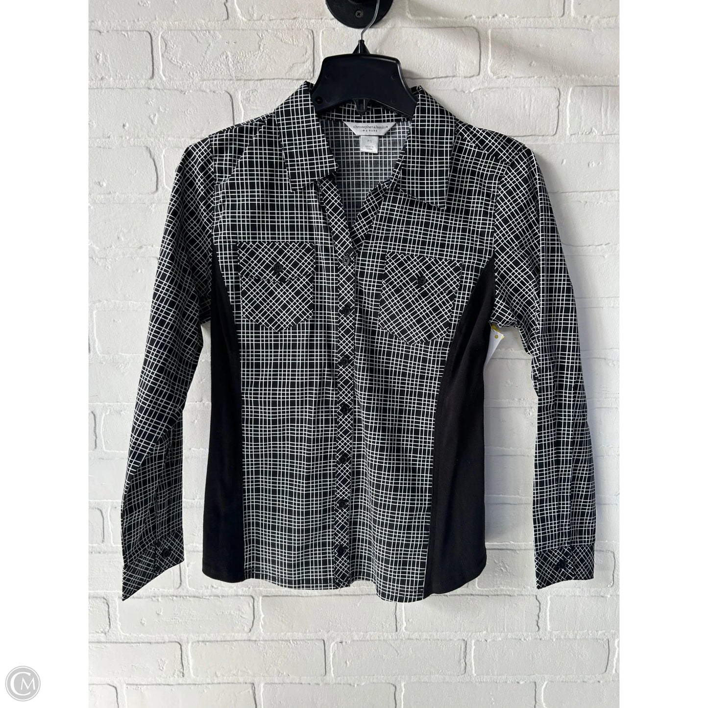 Top 3/4 Sleeve By Christopher And Banks In Black & White, Size: Sp