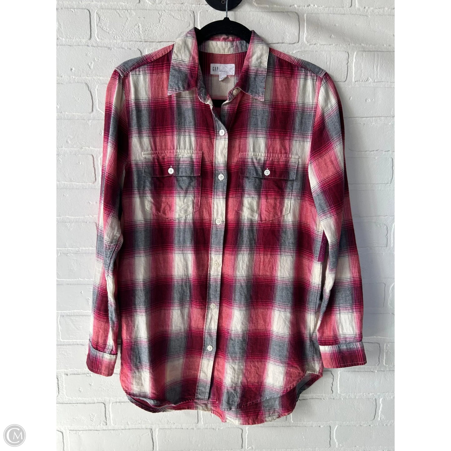 Top Long Sleeve By Gap In Red & White, Size: S