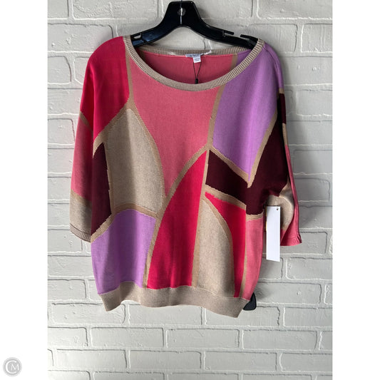 Sweater Short Sleeve By Chicos In Gold & Pink, Size: M