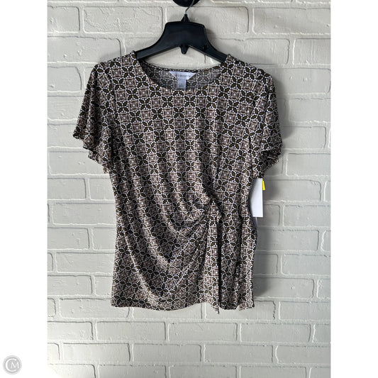 Top Short Sleeve By Liz Claiborne In Green & Tan, Size: S