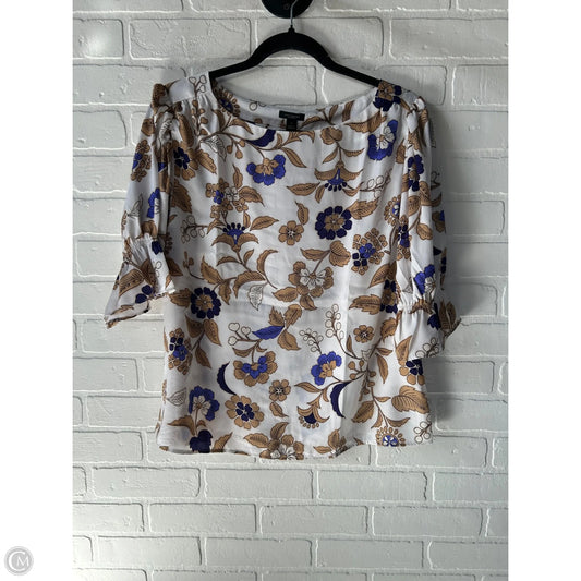Top Short Sleeve By Ann Taylor In Purple & Tan, Size: M