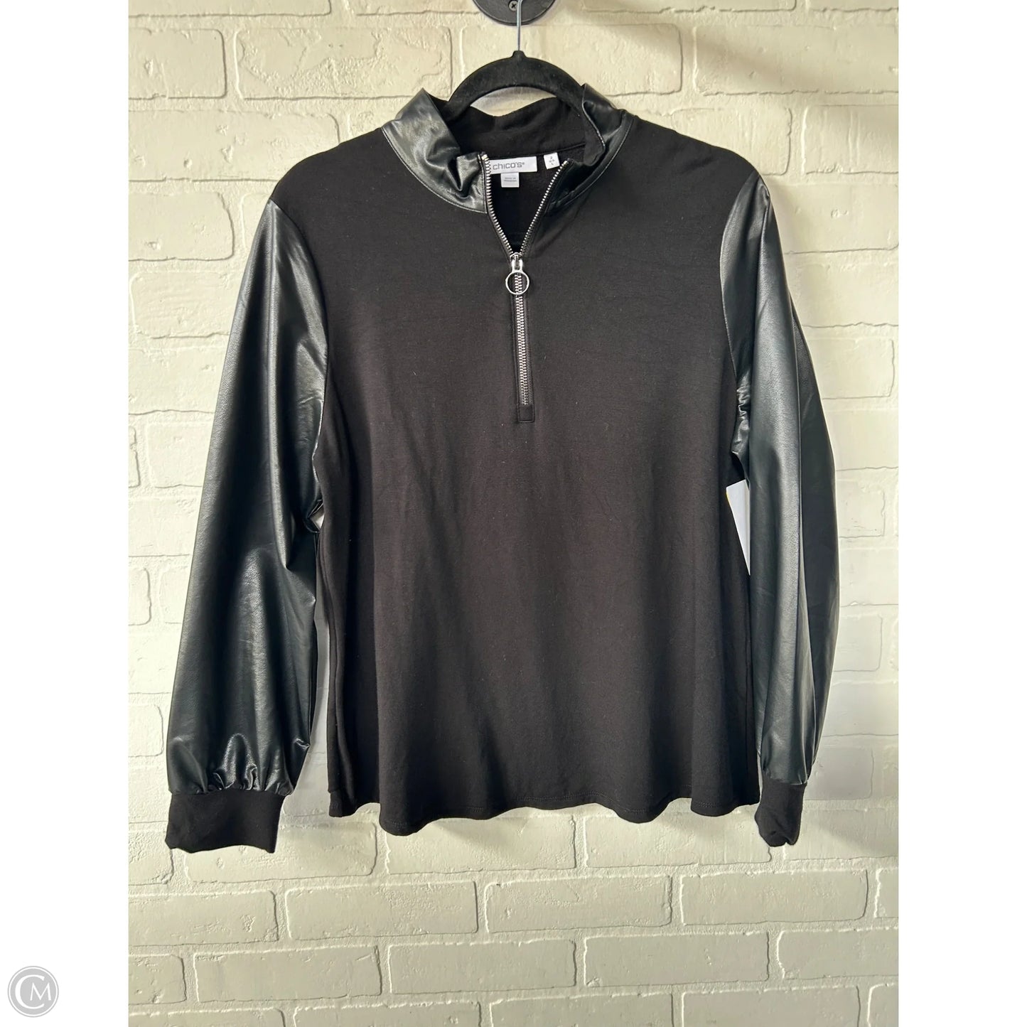 Top Long Sleeve By Chicos In Black, Size: L