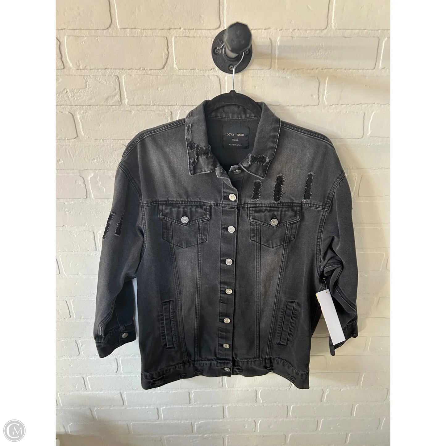 Jacket Denim By Love Tree In Black Denim, Size: S