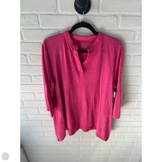 Top 3/4 Sleeve By Chicos In Pink, Size: Xl