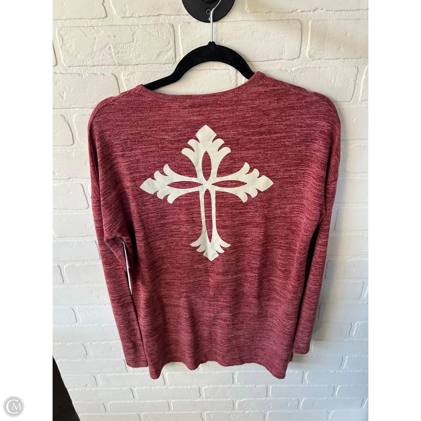 Top Long Sleeve Basic By Southern Grace In Red & White, Size: S