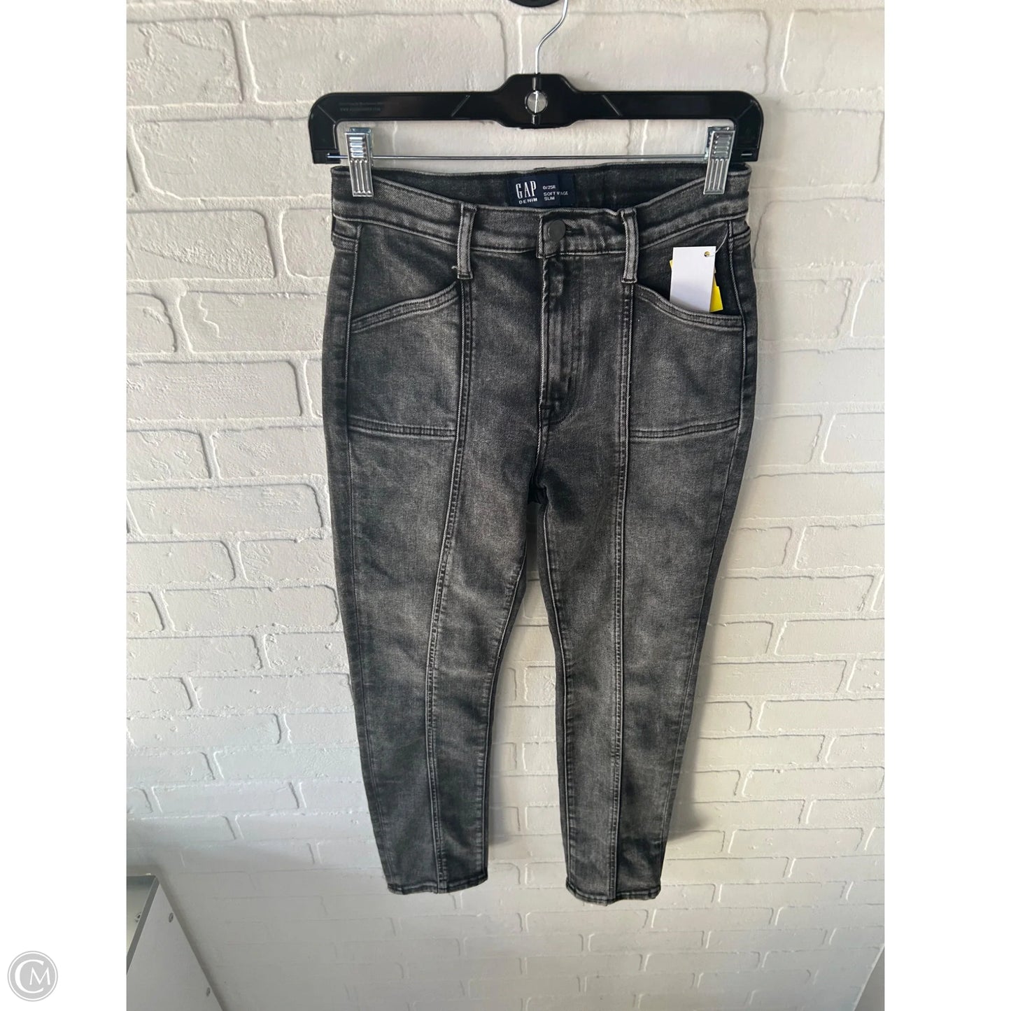 Jeans Straight By Gap In Black Denim, Size: 0