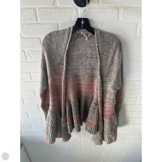 Sweater Cardigan By Knitted And Knotted In Grey & Orange, Size: M