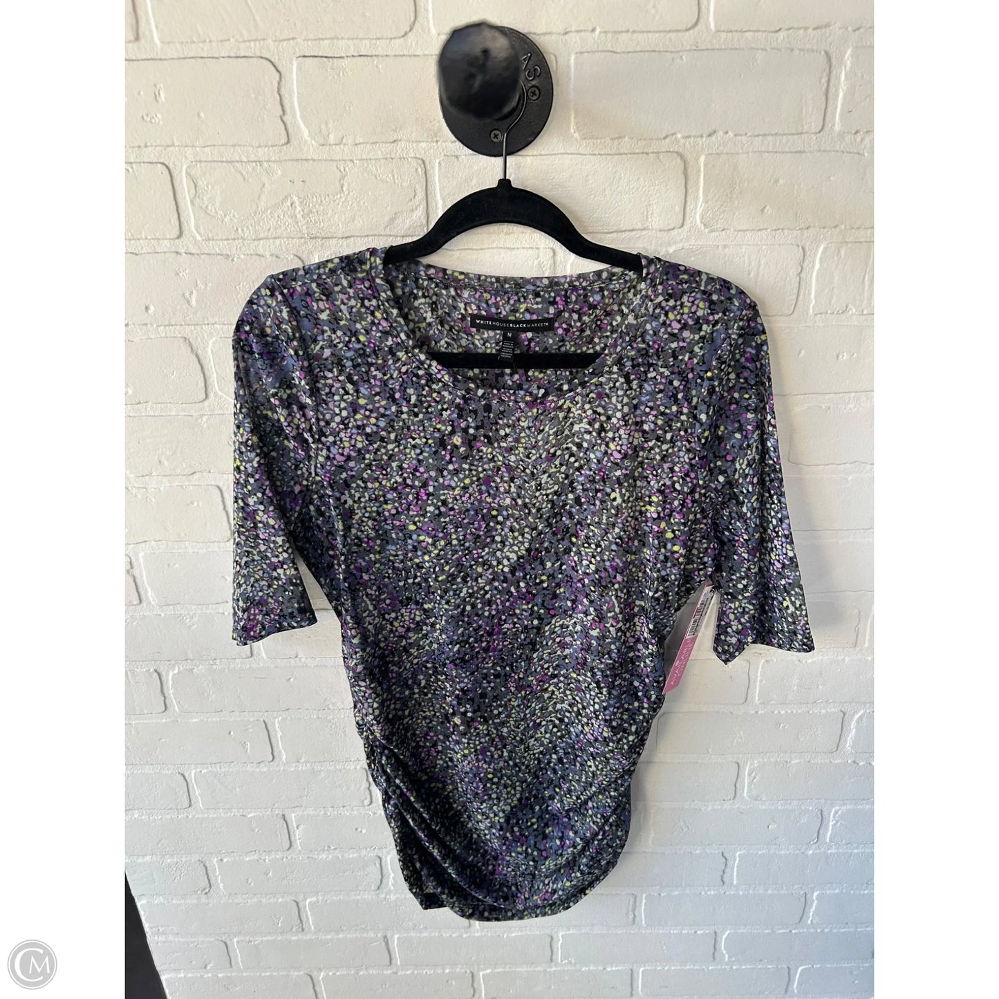 Top Short Sleeve By White House Black Market In Grey & Purple, Size: M
