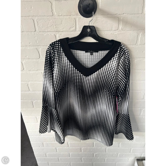 Top Long Sleeve By Calessa In Black & White, Size: M