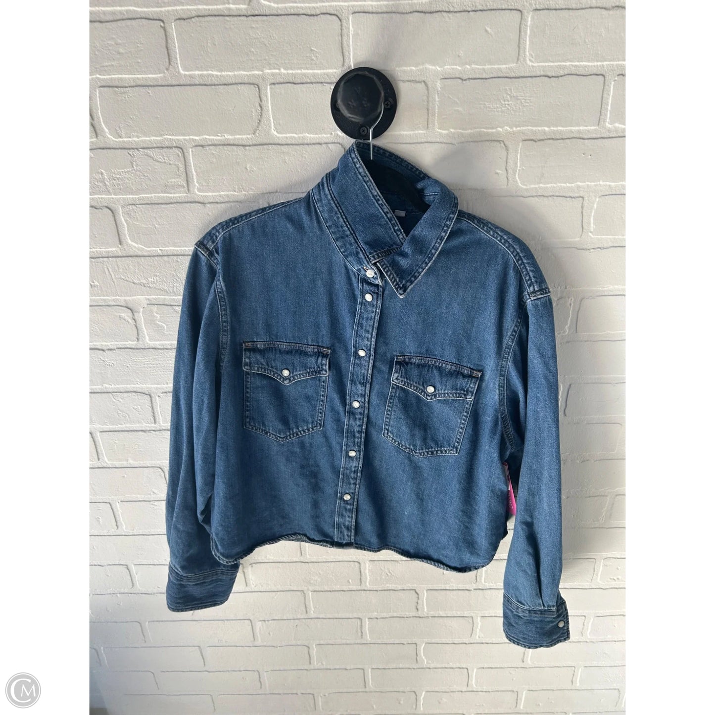 Top Long Sleeve By Gap In Blue Denim, Size: L