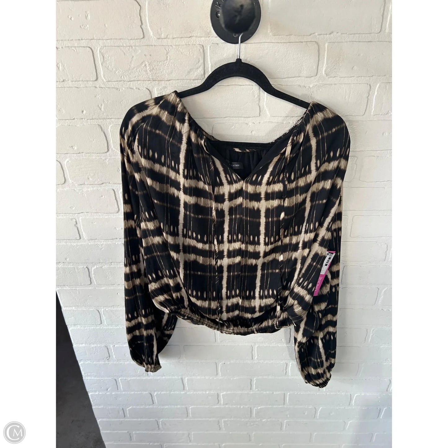 Top Long Sleeve By Grade & Gather In Black & Brown, Size: L