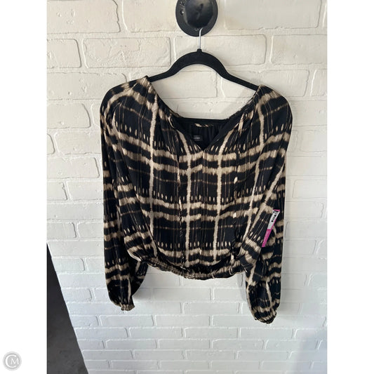 Top Long Sleeve By Grade & Gather In Black & Brown, Size: L