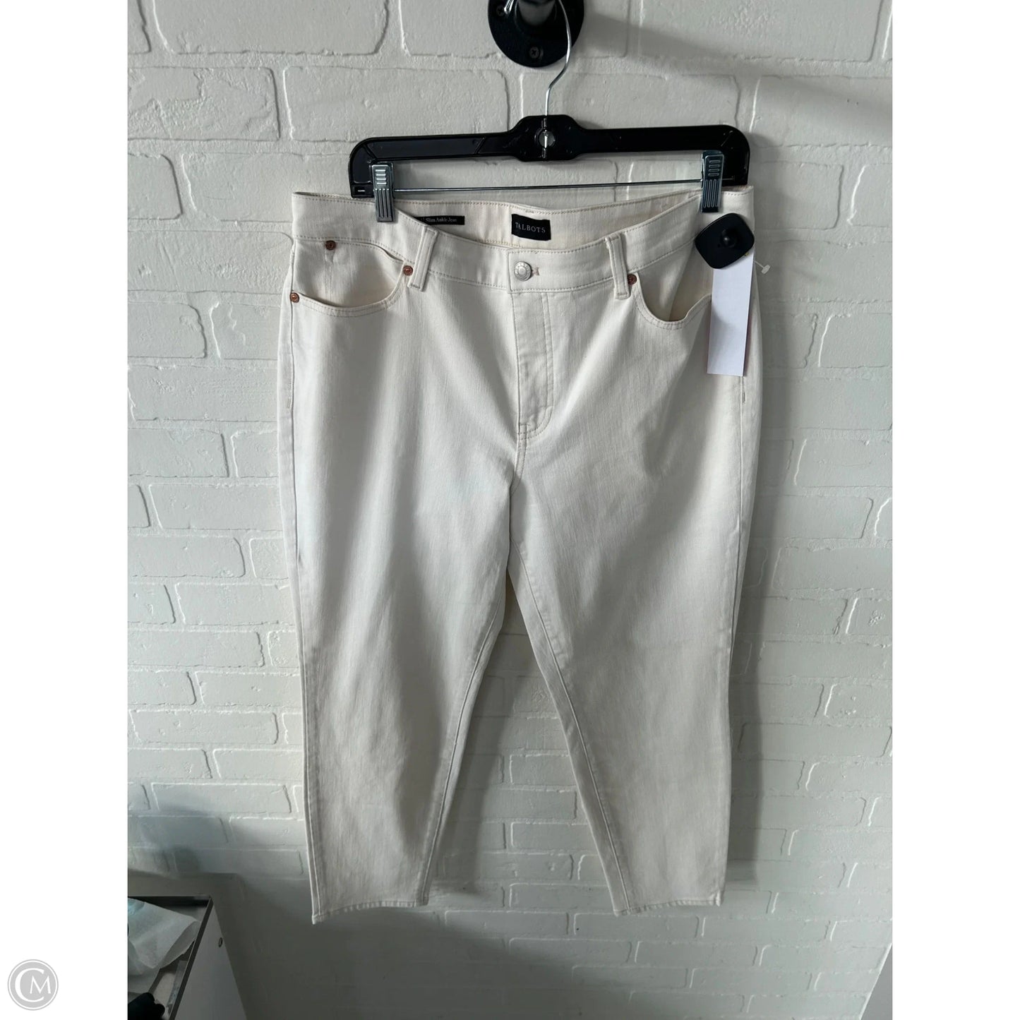 Jeans Straight By Talbots In Cream Denim, Size: 14
