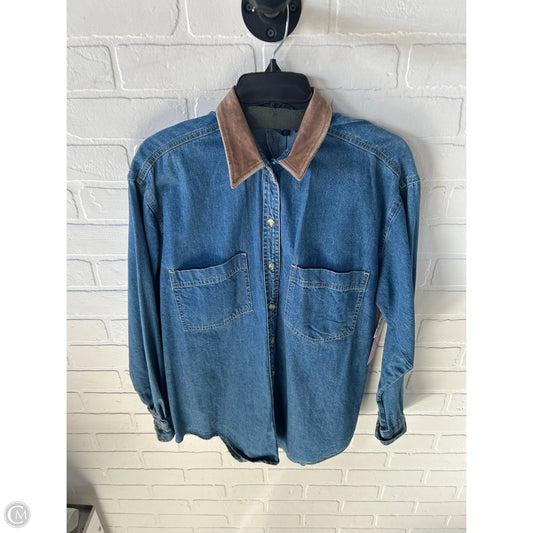 Top Long Sleeve By Dockers In Blue Denim, Size: M