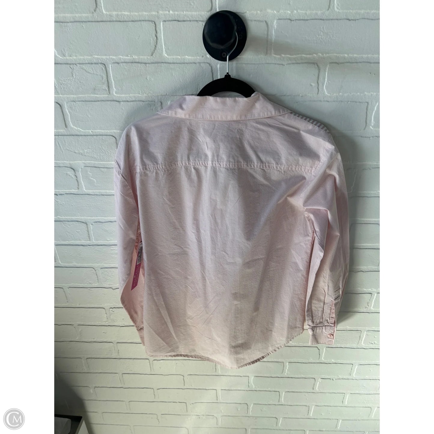 Top Long Sleeve By Dkny In Pink & White, Size: S