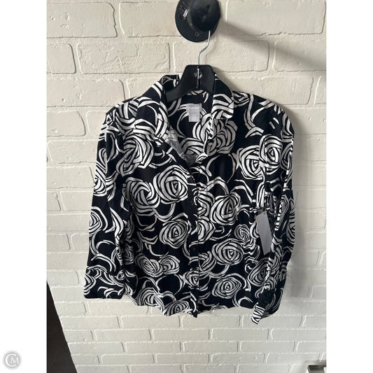 Top Long Sleeve By Chicos In Black & White, Size: S