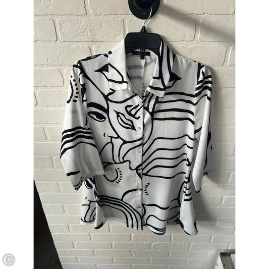 Tunic Short Sleeve By Radzoli In Black & White, Size: S