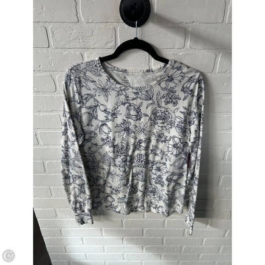 Top Long Sleeve By Talbots In Blue & White, Size: L