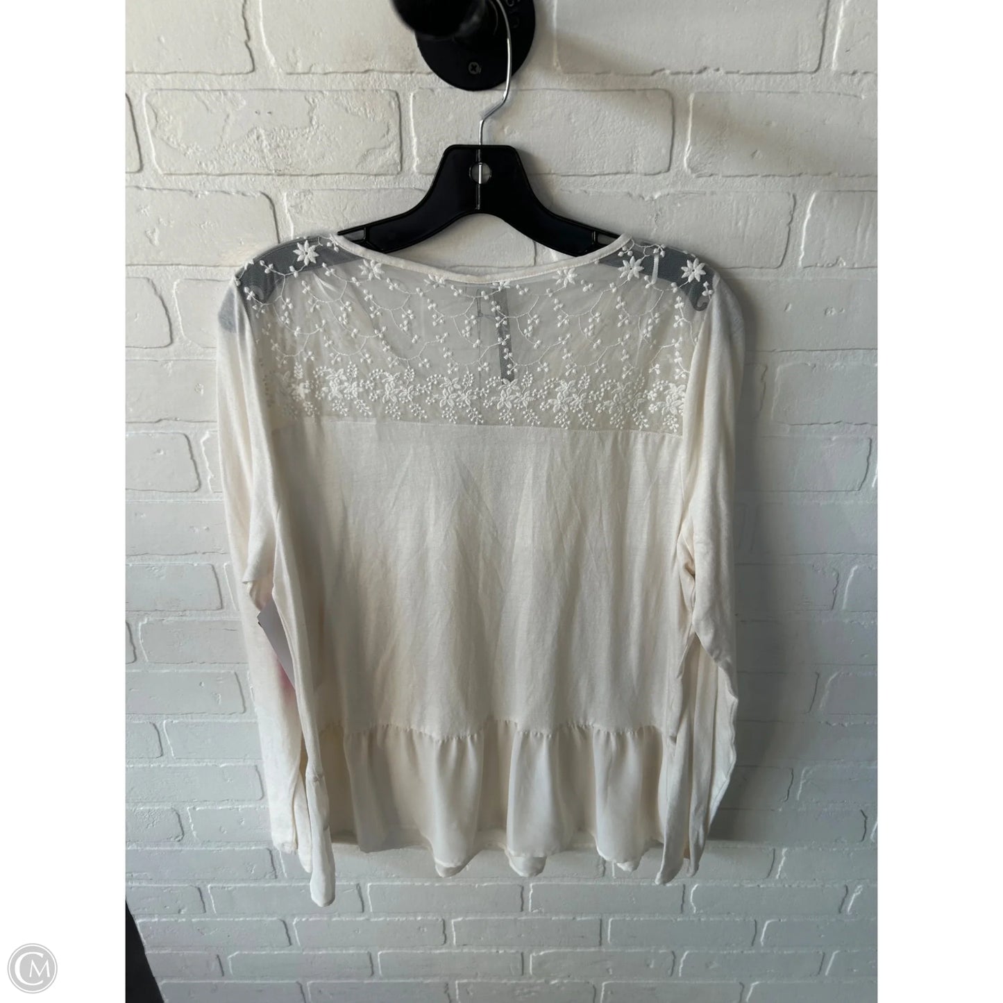 Top Long Sleeve By Lc Lauren Conrad In Cream, Size: L