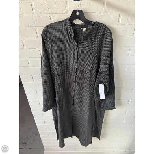 Dress Casual Midi By Eileen Fisher In Black & Grey, Size: L