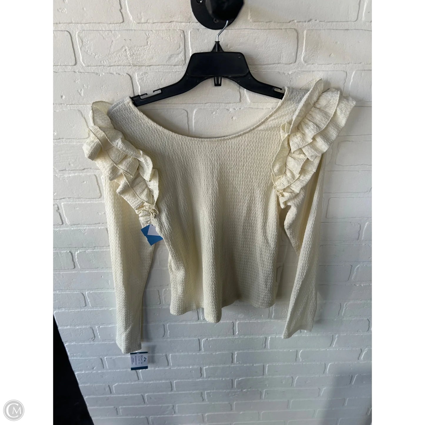 Top Long Sleeve By Easel In Cream, Size: S