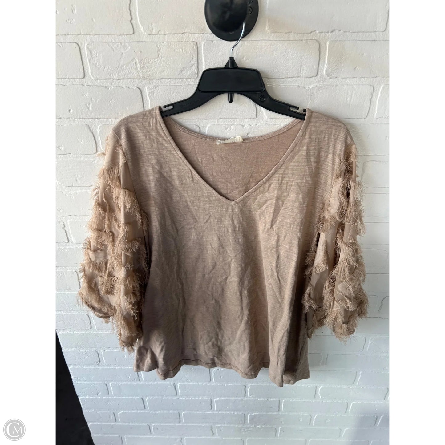 Top 3/4 Sleeve By Clothes Mentor In Tan, Size: L