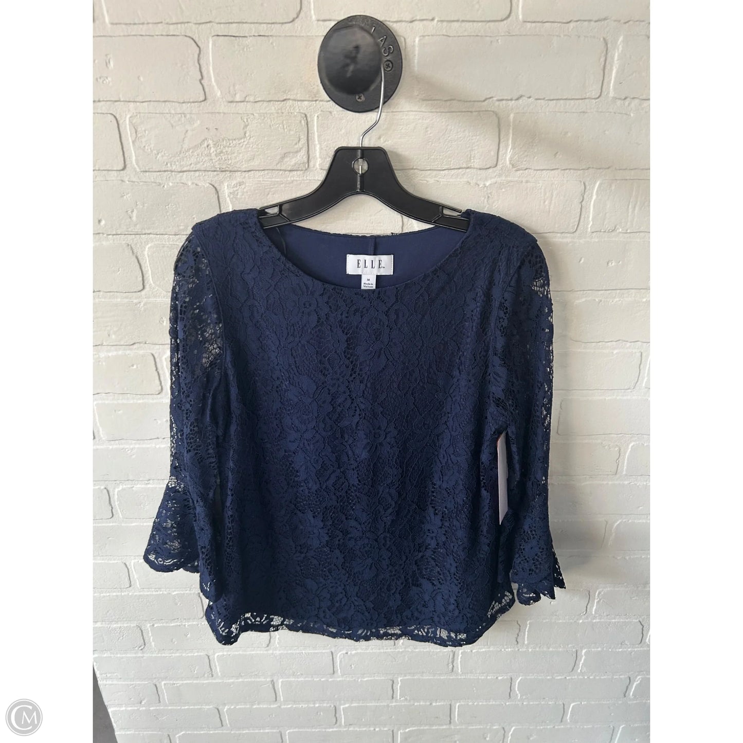 Top 3/4 Sleeve By Elle In Blue, Size: M