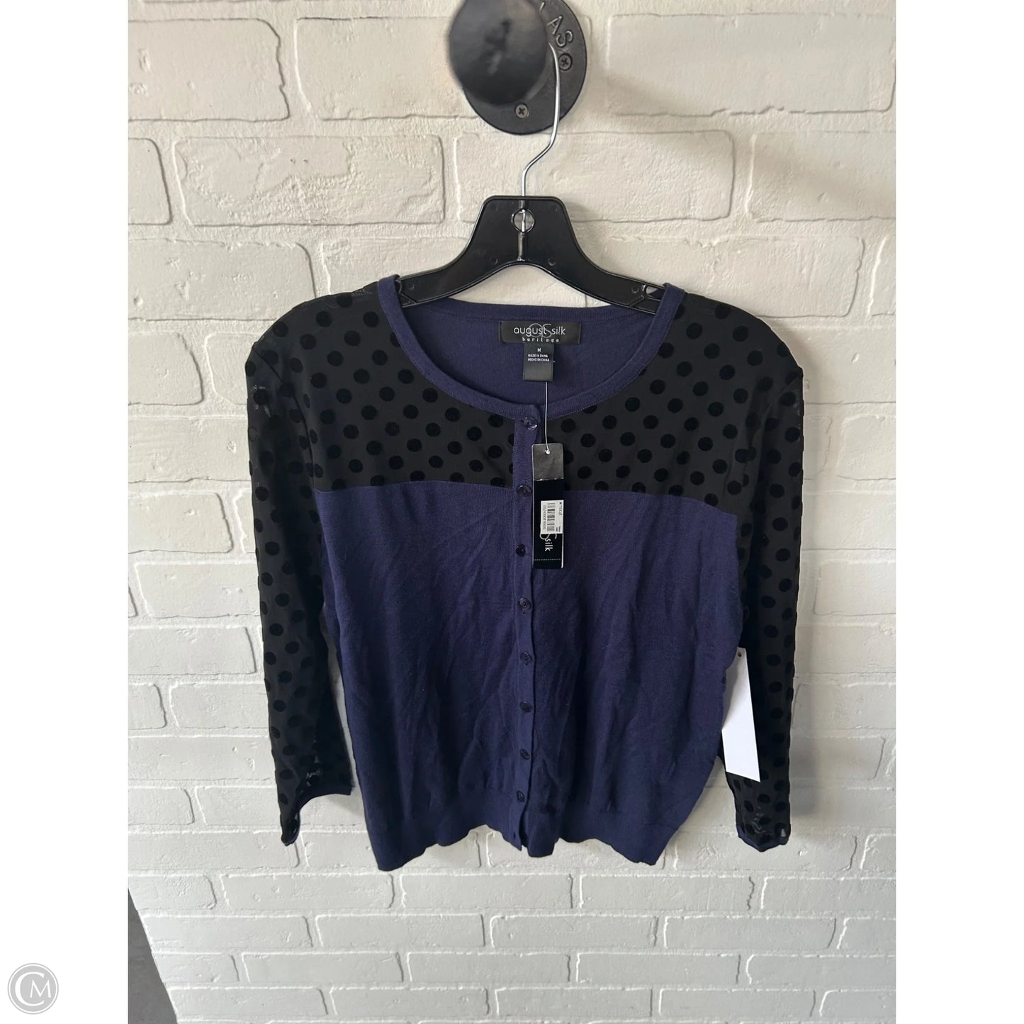 Sweater Cardigan By August Silk In Black & Blue, Size: M