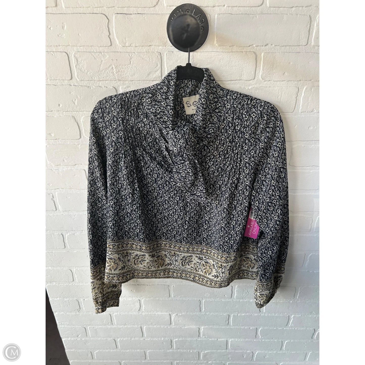 Top 3/4 Sleeve By Cmb In Blue & Tan, Size: Xs