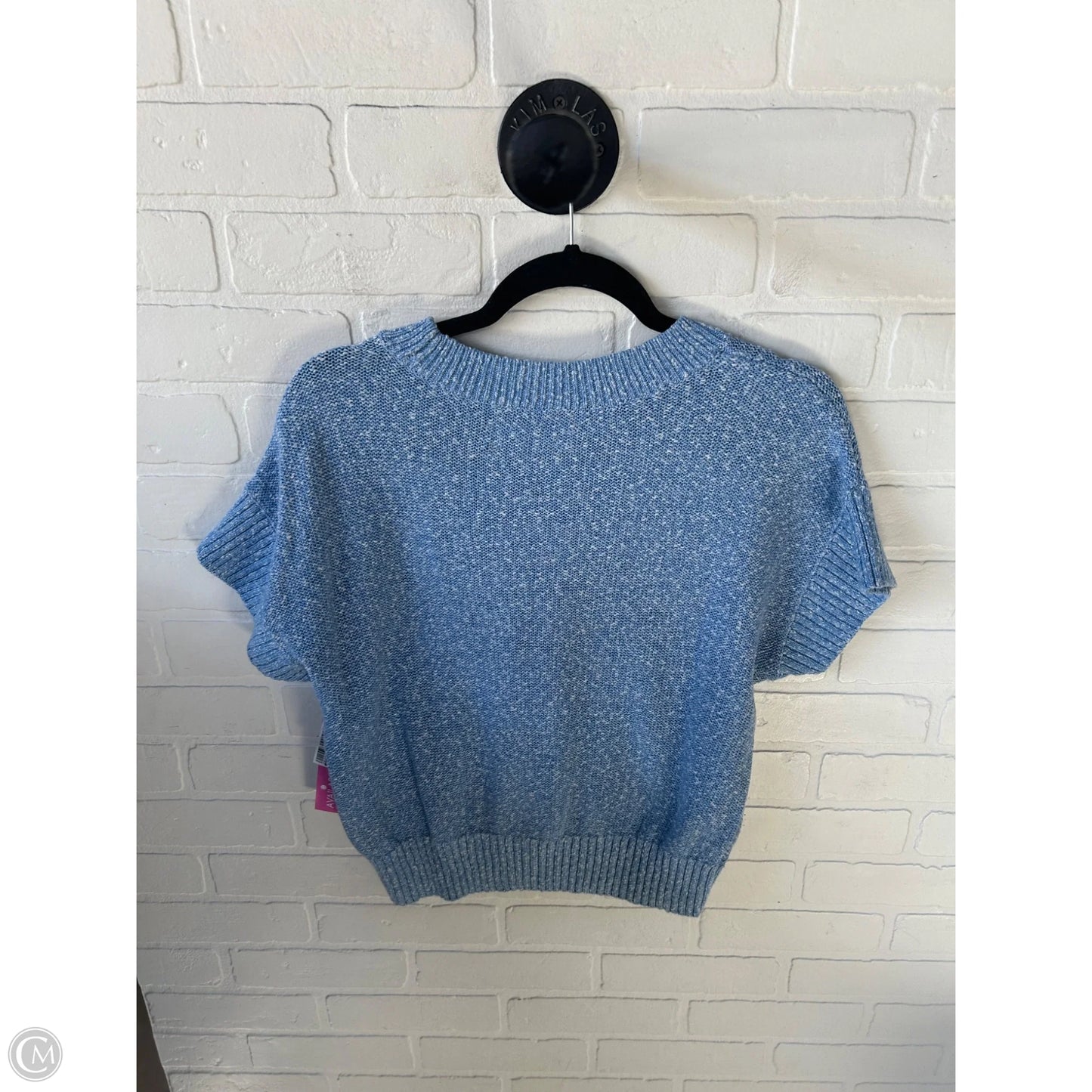 Sweater Short Sleeve By Loft In Blue & White, Size: M