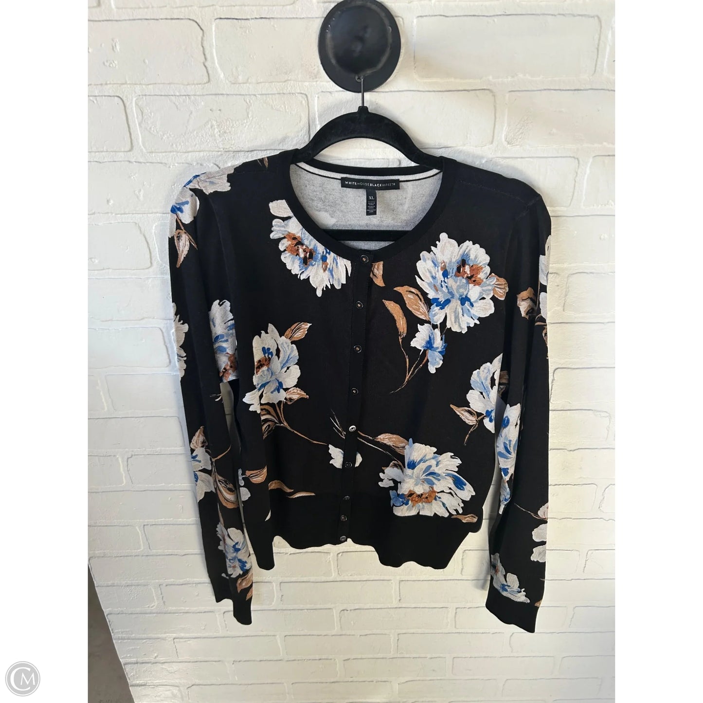 Sweater Cardigan By White House Black Market In Black & Tan, Size: Xl