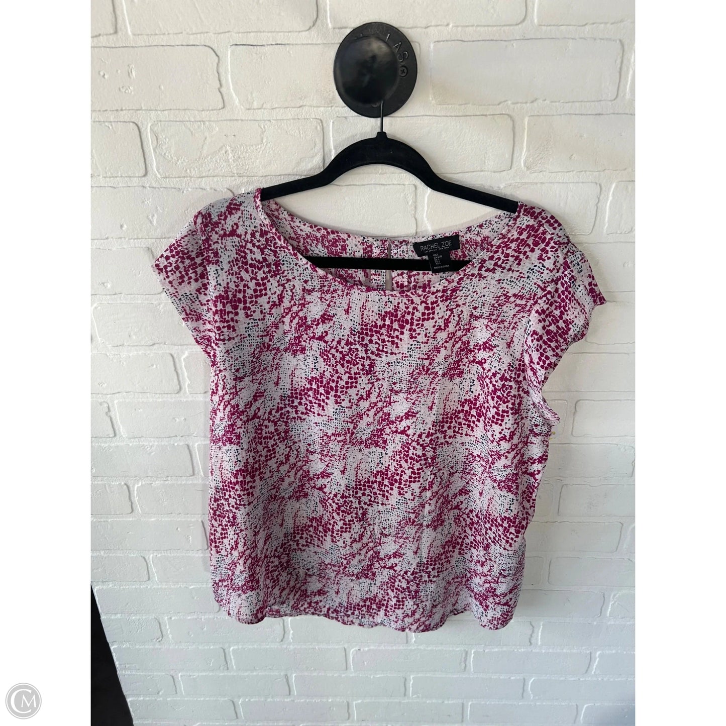 Top Short Sleeve By Rachel Zoe In Pink & White, Size: L