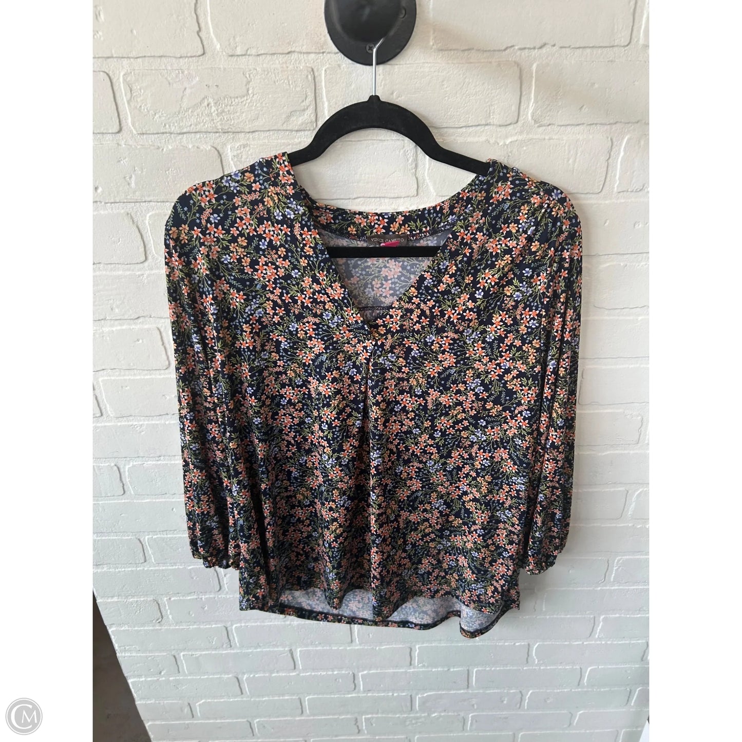 Top 3/4 Sleeve By Vince Camuto In Blue & Orange, Size: L