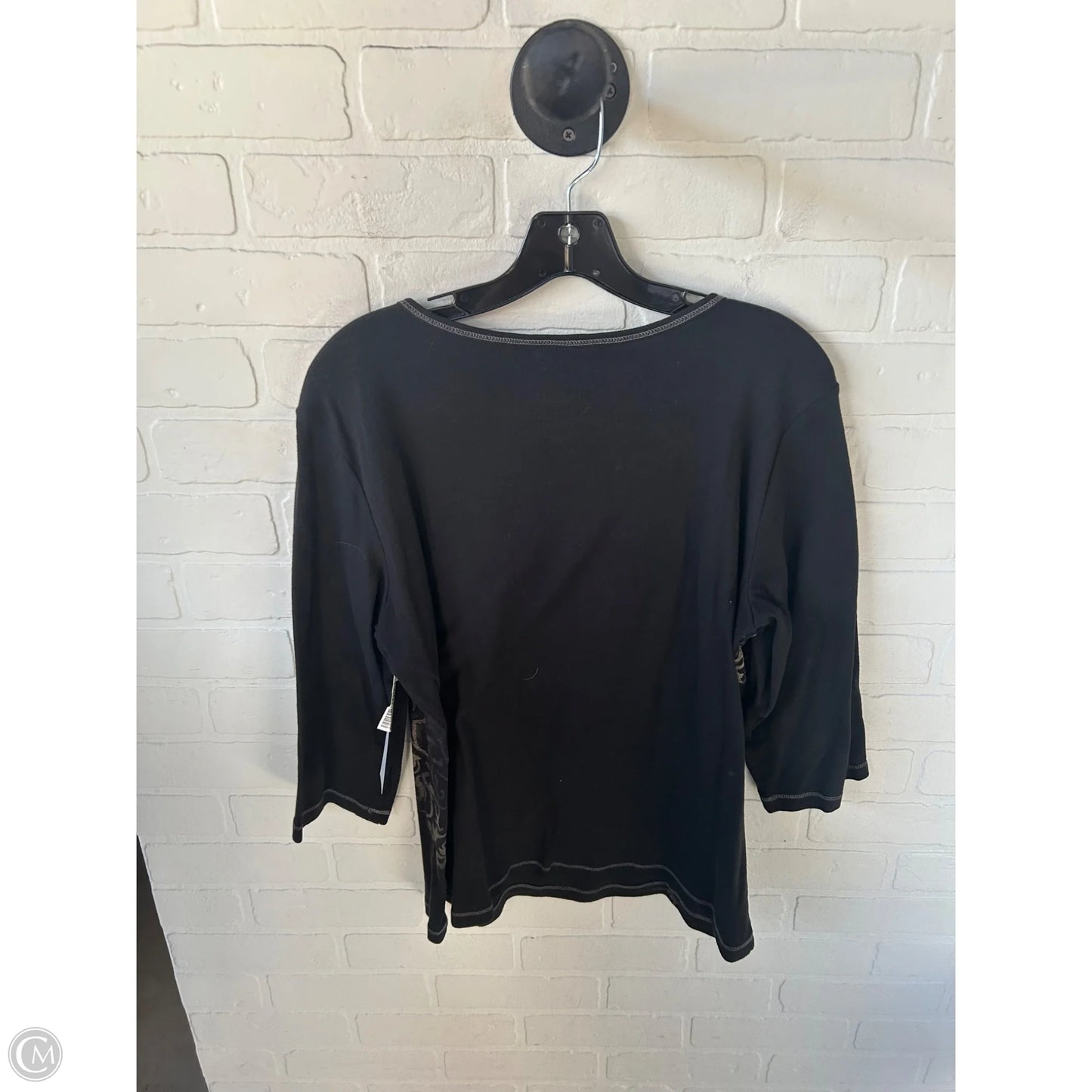 Top 3/4 Sleeve By Christopher And Banks In Black & Tan, Size: Xl