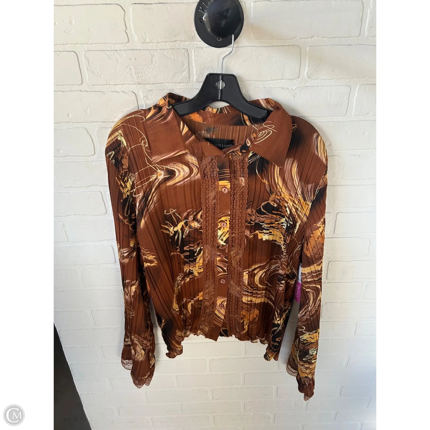 Top Long Sleeve By Clothes Mentor In Brown, Size: Xl