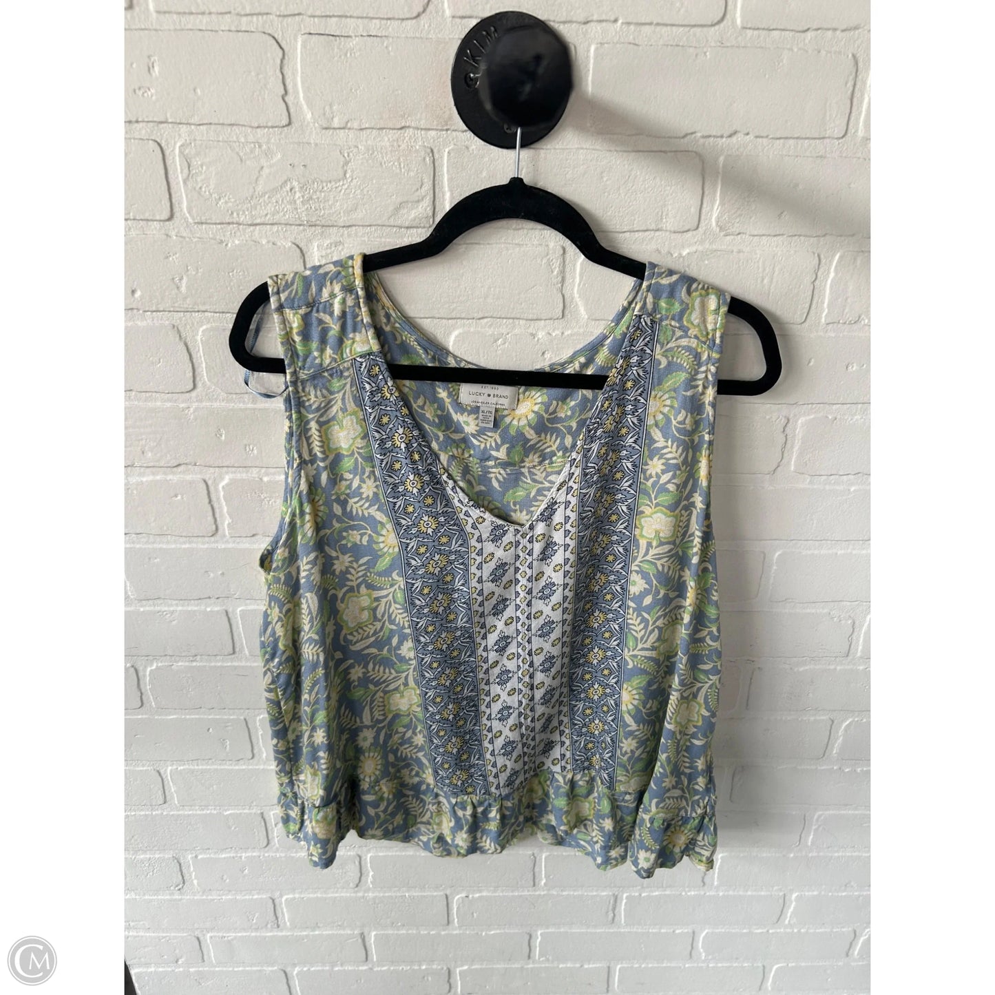 Top Sleeveless By Lucky Brand In Blue & Green, Size: Xl