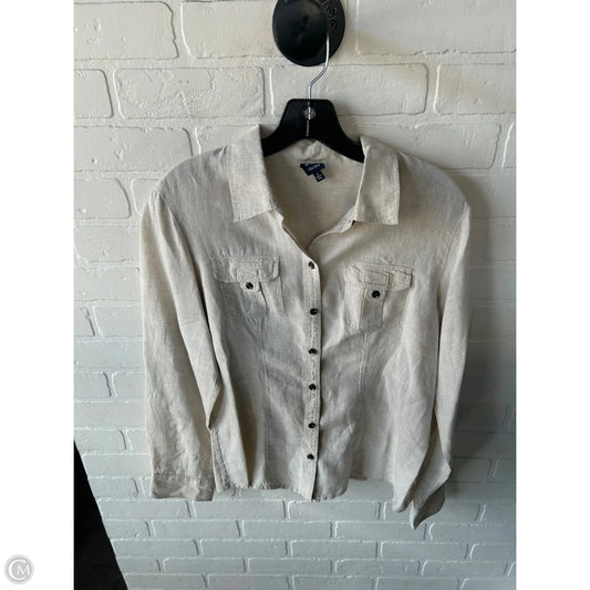Top Long Sleeve By Cmb In Tan, Size: L