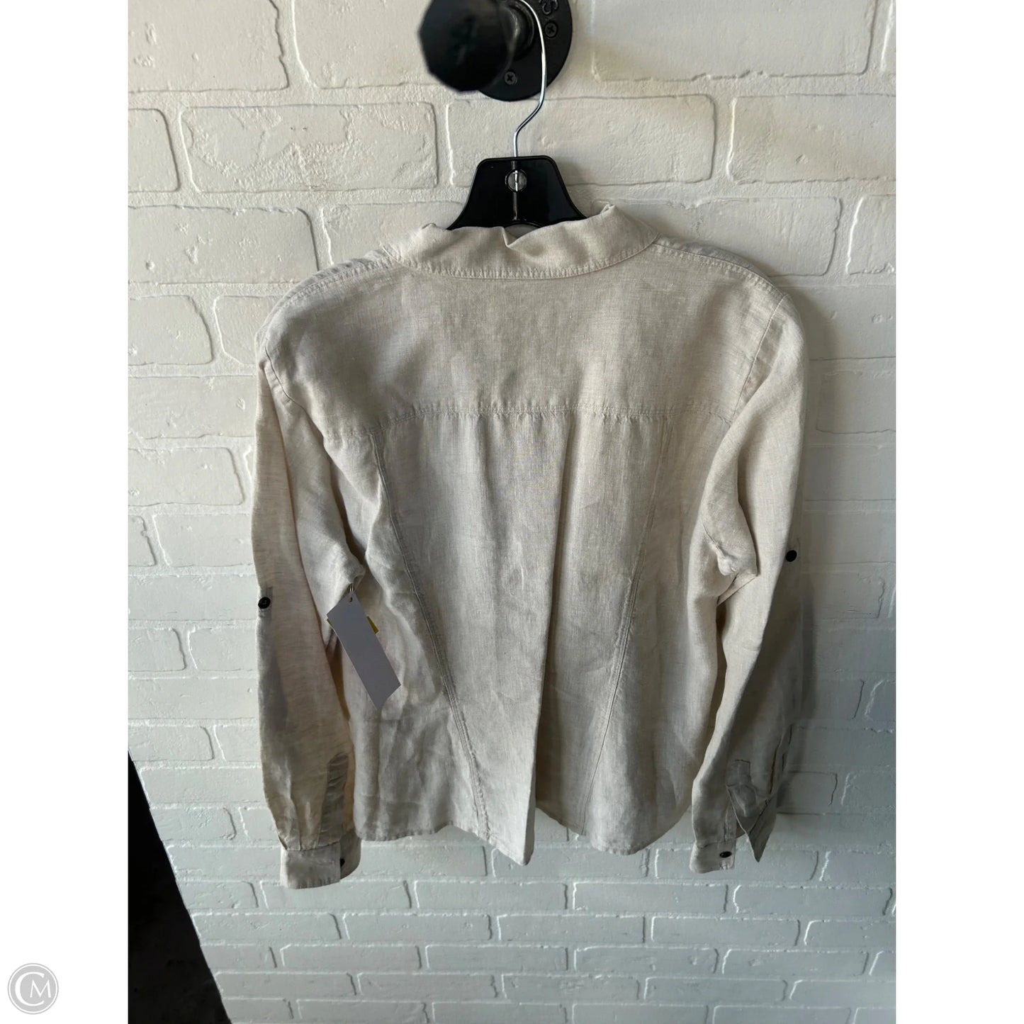 Top Long Sleeve By Cmb In Tan, Size: L